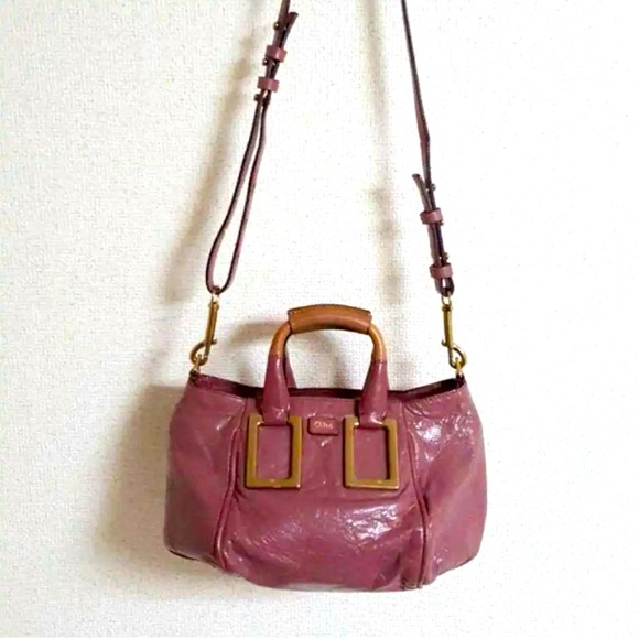 Chloe Handbag Shoulder Bag Etel Logo Leather Pale Pink women's ❤️🌹❤️ - Picture 2 of 3